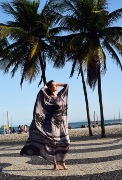 Vestido Maxi Longo Cetim Coqueiros Copacabana - loja online