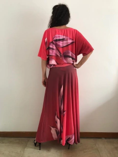 Saia Longa Evasê Jersey Antúrio Vermelho - ALESSA