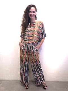 Calça Reta Jersey Comunhão Listras on internet