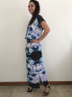 Calça Evasê Jersey Rosa Azul na internet