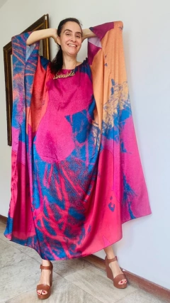 Vestido Maxi Longo Cetim Pop Flower - ALESSA