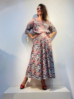 Saia Evasê Tafetá Borboletas - ALESSA