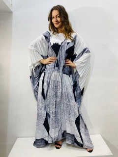 Vestido Plissado Longo Crepe Arquitetura - ALESSA