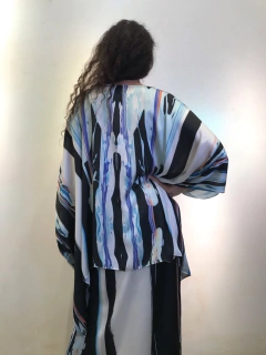 Camiseta Máxi Cetim Ganesha Azul - ALESSA