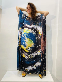 Vestido Maxi Longo Cetim Mundo - comprar online