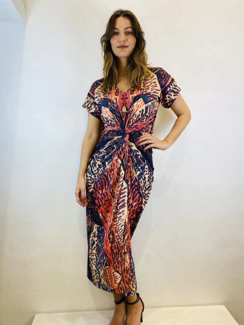 Vestido Torcido Longo Jersey Leque