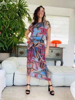 Imagem do Saia Pareô Longo Chiffon Paul Klee Rosa