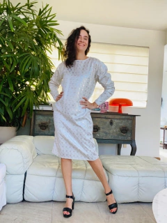 Vestido Basico Mg Lg Branco Losangos