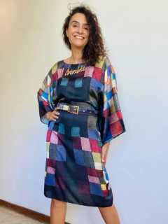 Vestido Maxi Curto Cetim Paul Klee Colorido - ALESSA