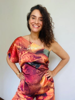 Camiseta Ombro Só Cetim Orquídea Laranja - buy online