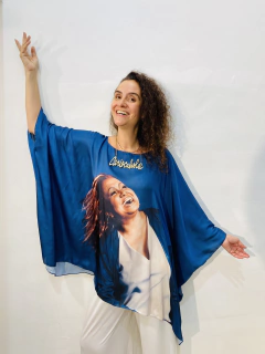 Image of Camiseta Maxi Cetim Alcione Azul