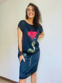 Vestido Curto Kaftan Seda Rosa Única Preta - buy online