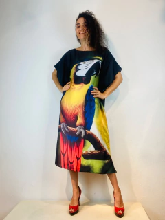 Vestido Amplo Cetim Araras - ALESSA