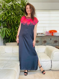 Vestido Kaftan Longo Cetim Gérbera - buy online