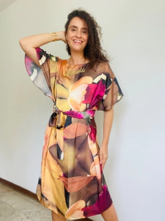 Vestido Asa Curto Cetim Orquídea Amarelo - comprar online