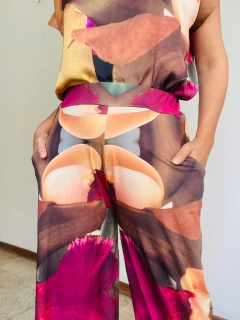 Calça Reta Jersey Orquidea Amarelo