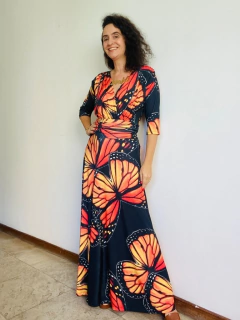 Vestido Sereia Evasê Longo Farfale Preto - ALESSA