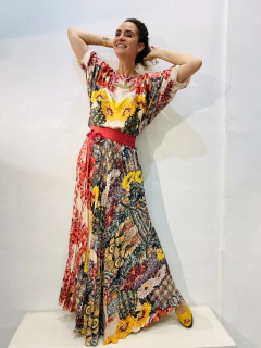 Vestido Morcego Plissado longo Cetim/Crepe Cactus na internet