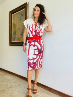 Imagem do Vestido Kaftan V Jersey Coral