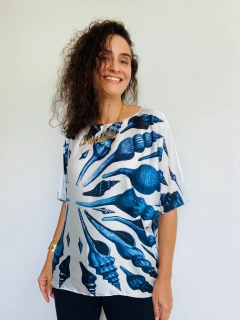 Camiseta Morcego Cetim Concha Azul - online store