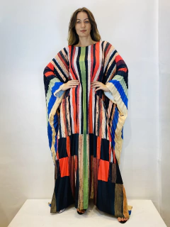 Vestido Plissado Longo Crepe Klee Listras