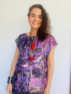 Camiseta Kaftan Cetim Monet Lilás - comprar online