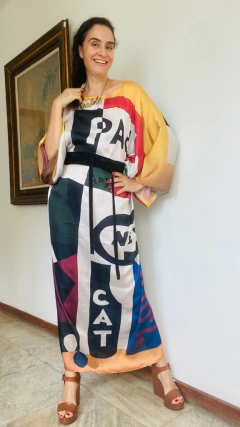 Vestido Maxi Longo Cetim Pop Words