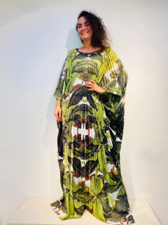 Vestido Plissado Longo Crepe Bananeira on internet