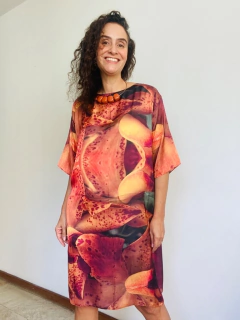 Vestido Basico Cetim Orquidea Laranja - buy online