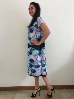 Vestido Kaftan V Jersey Rosa Azul on internet