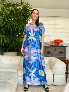 Vestido Amplo Cetim Paul Klee Azul