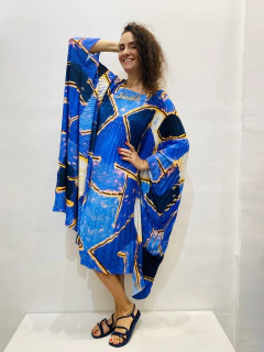 Vestido Maxi Plissado Curto Blue - loja online