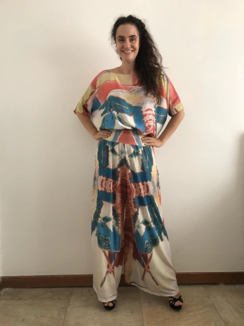 Calça Evasê Jersey Moinho