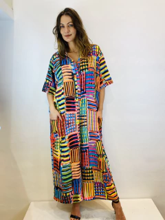 Macacào Cargo Crepe Xadrez