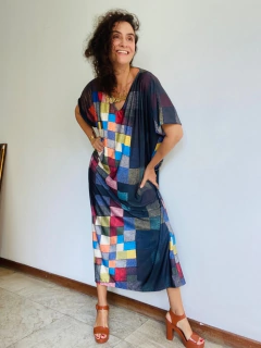 Vestido Amplo V Jersey Paul Klee Colorido - ALESSA