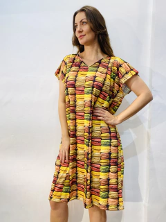 Vestido Kaftan Curto Jersey Macarrom na internet