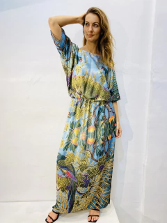 Vestido Morcego Saia Reta Cetim Arara Verde na internet