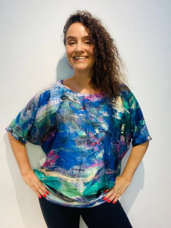 Camiseta Morcego Cetim Joan Blue