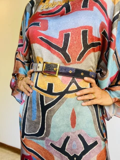 Vestido Maxi Curto Cetim Paul Klee Rosa