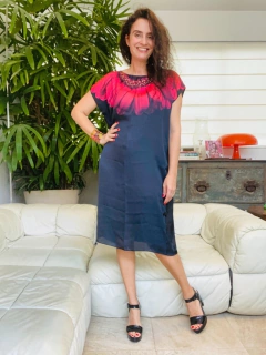 Vestido Kaftan Cetim Gérbera