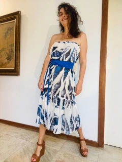 Imagem do Saia Babados Longa Chiffon Concha Azul