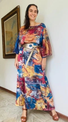 Imagem do Vestido Maxi Longo Cetim Pop Paint