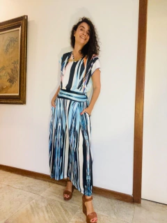 Calça Pantacourt Jersey Ganesha Azul - comprar online