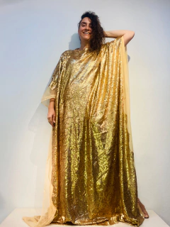 Vestido Maxi Longo Paetê Oro - ALESSA