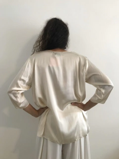 Blusa Manga 3/4 Seda Colar Prata on internet