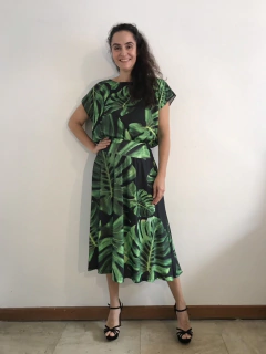 Saia Midi Evasê Jersey Costela de Adão