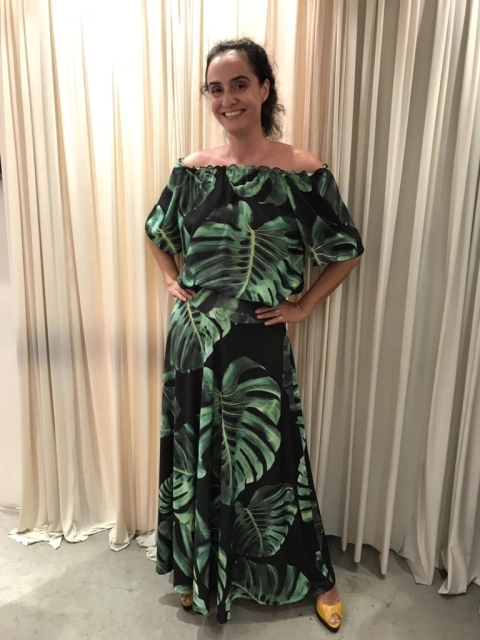 Saia Longa Evasê Jersey Costela de Adão