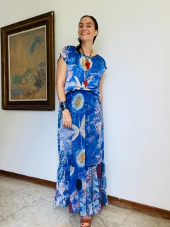 Saia Babado Longa Paul Klee Azul na internet