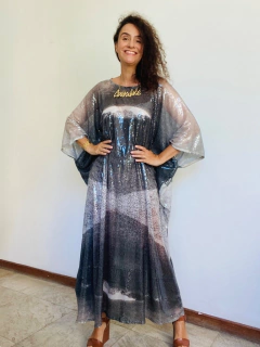 Vestido Maxi Longo Paetê Arquitetura - comprar online