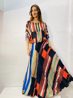 Vestido Morcego Saia Plissada Crepe Klee Listra - buy online